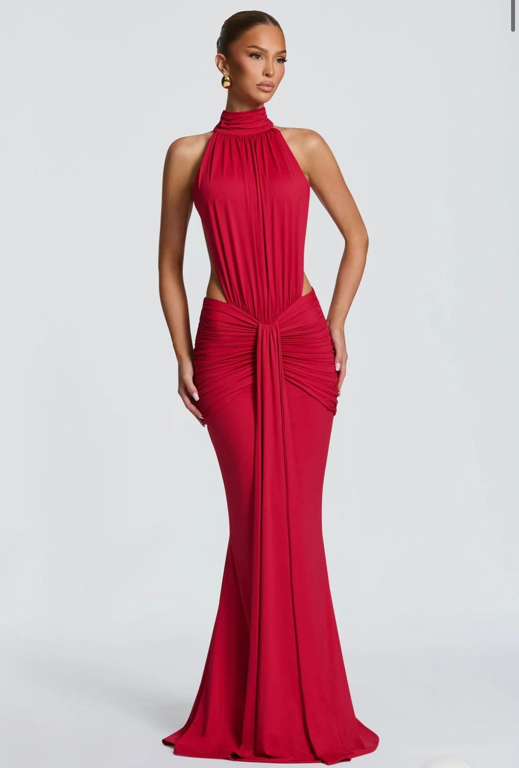 SARAH MAXI ROBE - ROUGE