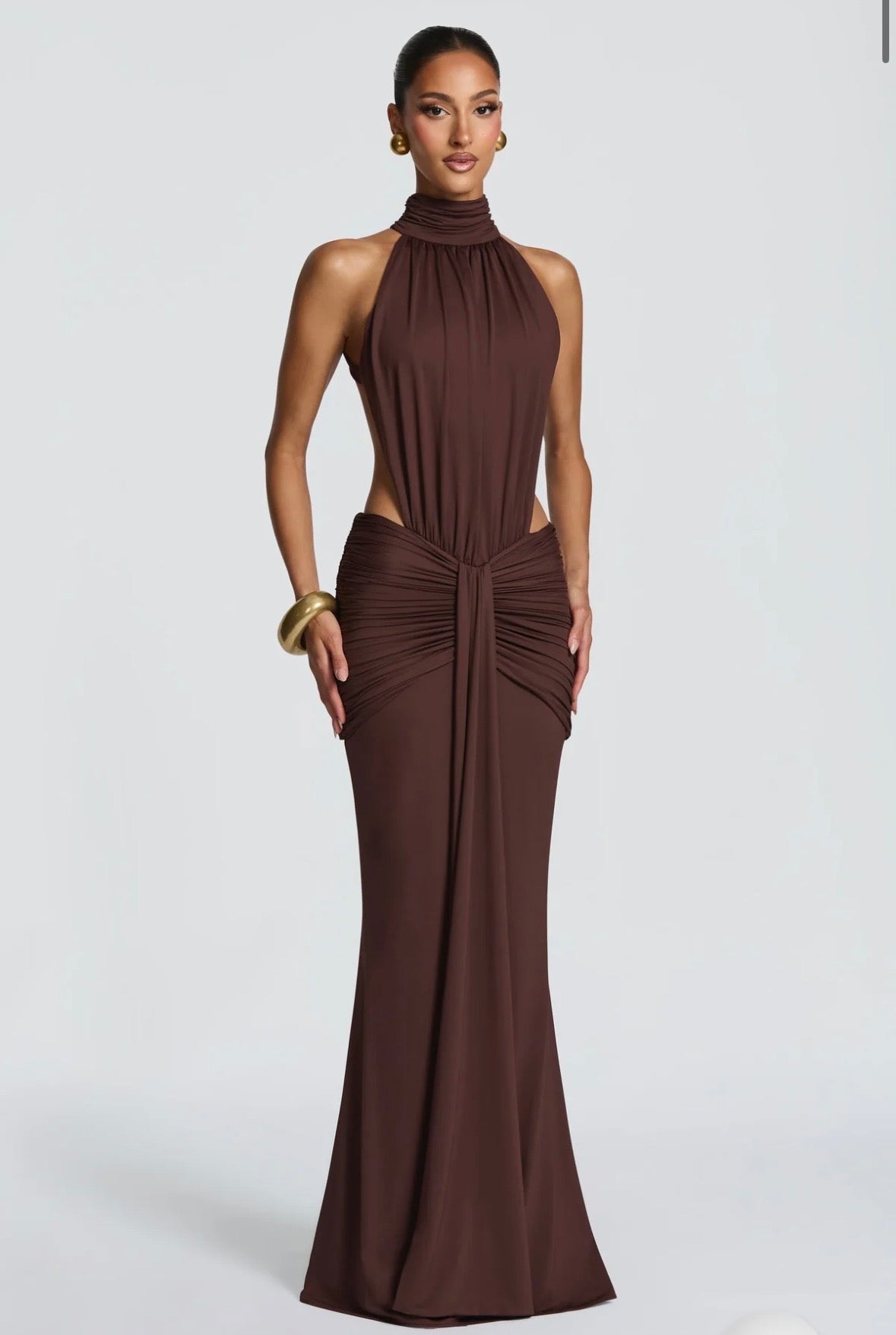 SARAH MAXI ROBE - MARRON
