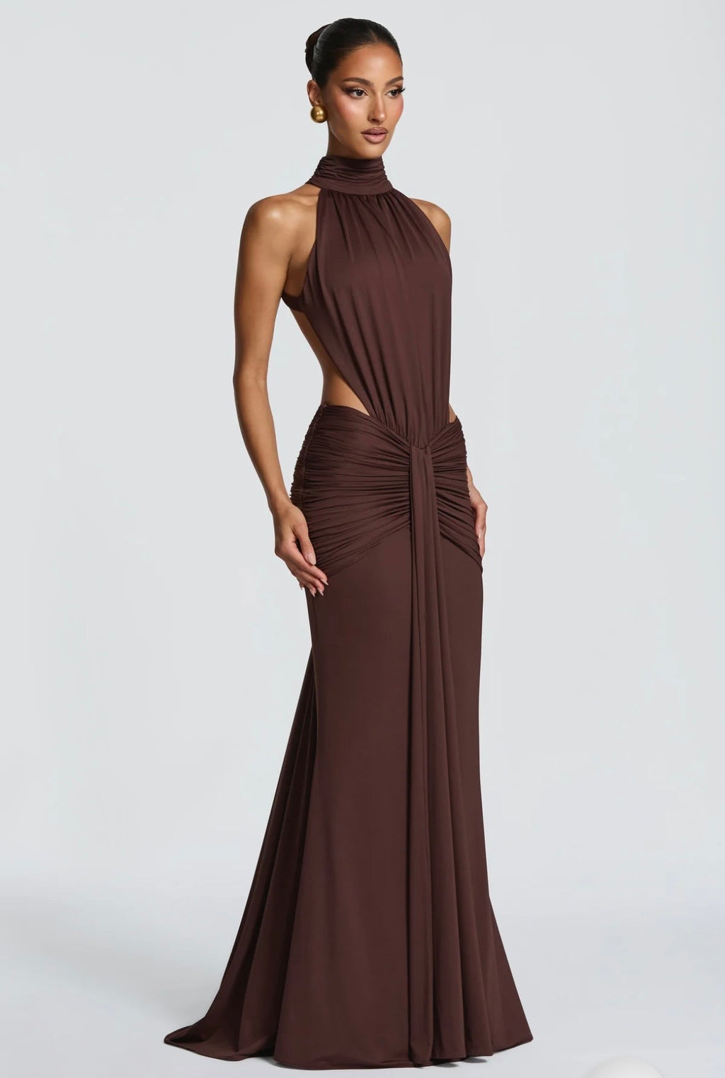 SARAH MAXI ROBE - MARRON